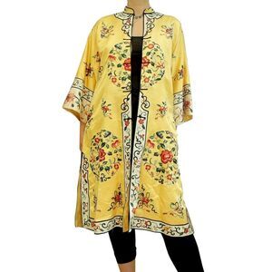 Antique Chinese Robe Silk Embroidered Robe 1930 Vintage Kimono Jacket Embroidery